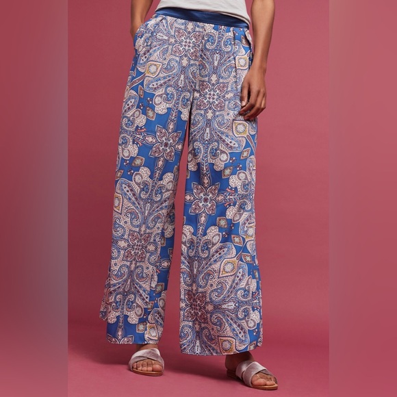 Anthropologie Elevenses Ines Paisley Printed Wide Leg Pants - Picture 7 of 8